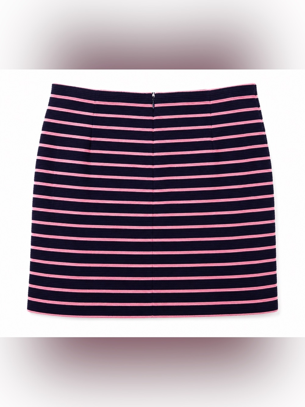 Talbots Navy Pink Striped Ribbed Skirt Pockets Stretch Preppy Coastal